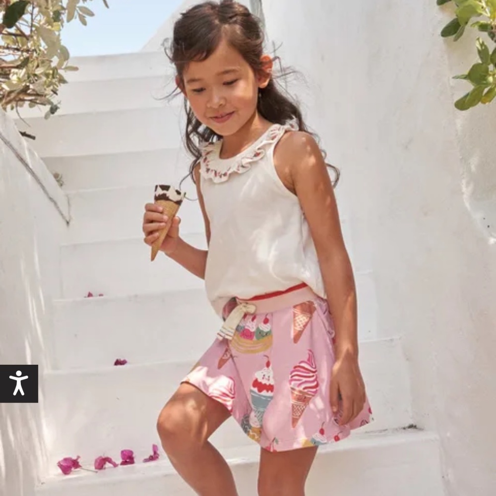 Mini Boden ice cream sundae skort 5-6Y strawberry cross back tank top 4-5Y